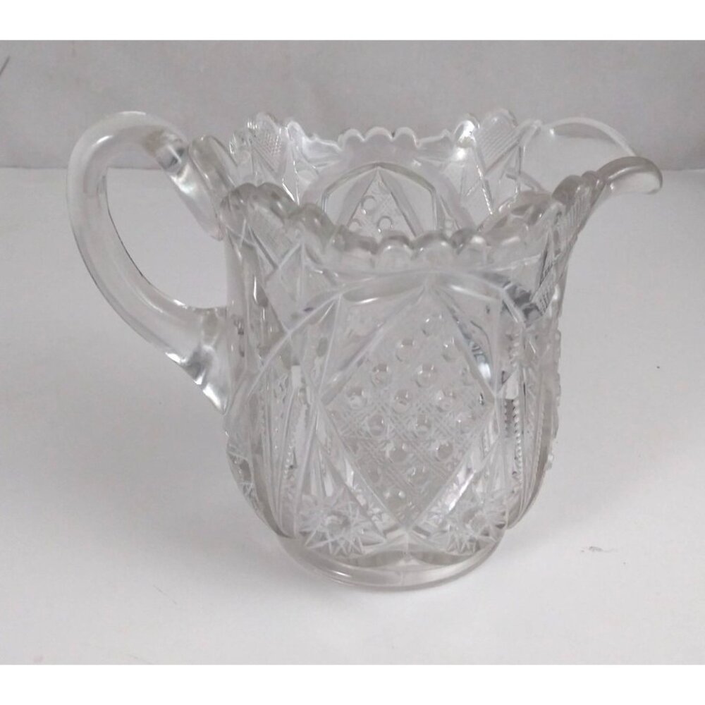 Vintage Imperial Glass Crystal Clear EAPG Star Of David 4.5"Glass Creamer